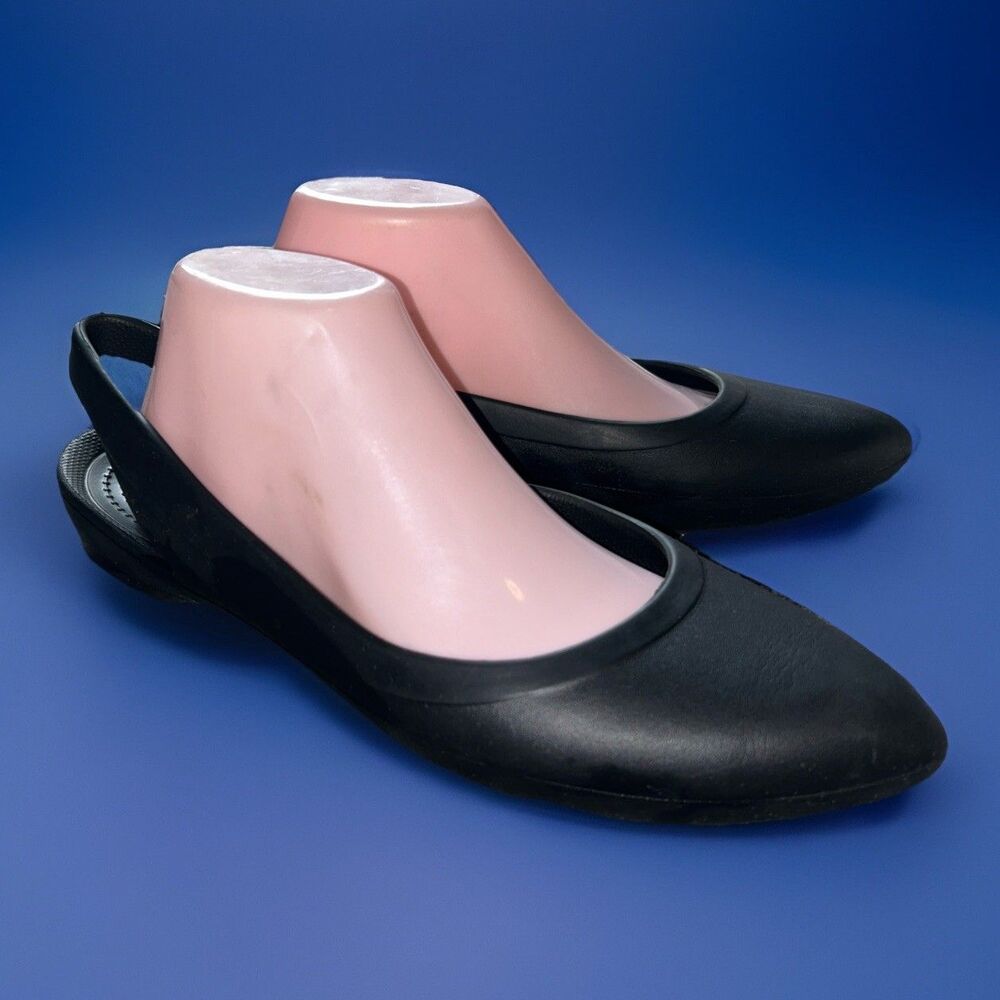 Womens Crocs Eve Slingback Pointed toe Black flats Sz 11